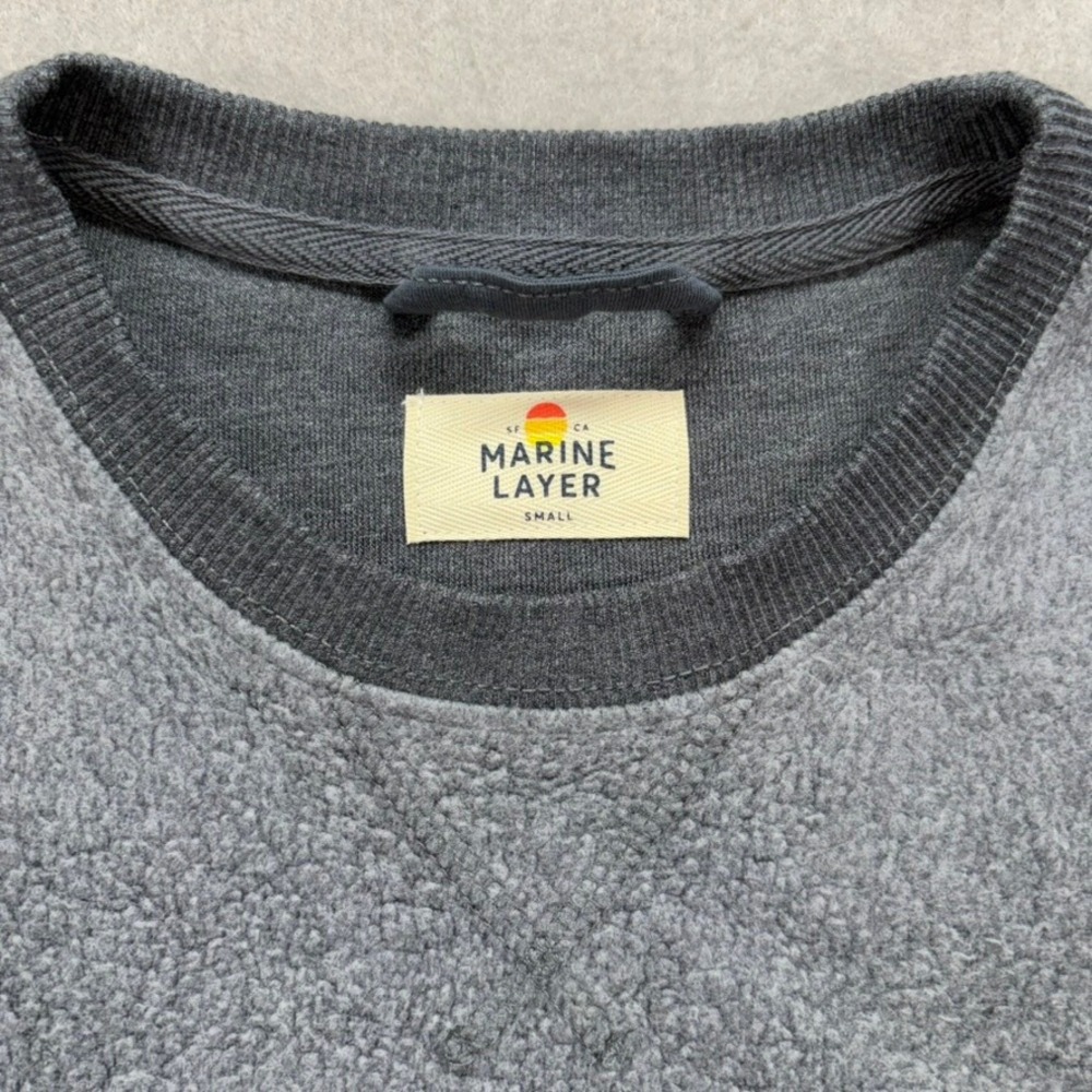 Marine Layer Sweatshirt Mens Small Gray Crewneck Fleece Pullover 12968 - Picture 3 of 11